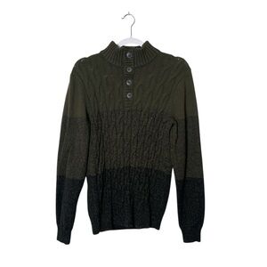 Method Olive Green Cable Knit Henley Sweater Women’s Size M Casual Minimalist